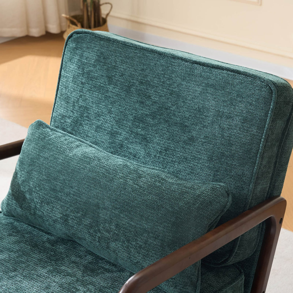 Mid-Century Modern Lounge Chair, Dark Green Polyester - Accent Chair for Living Room
