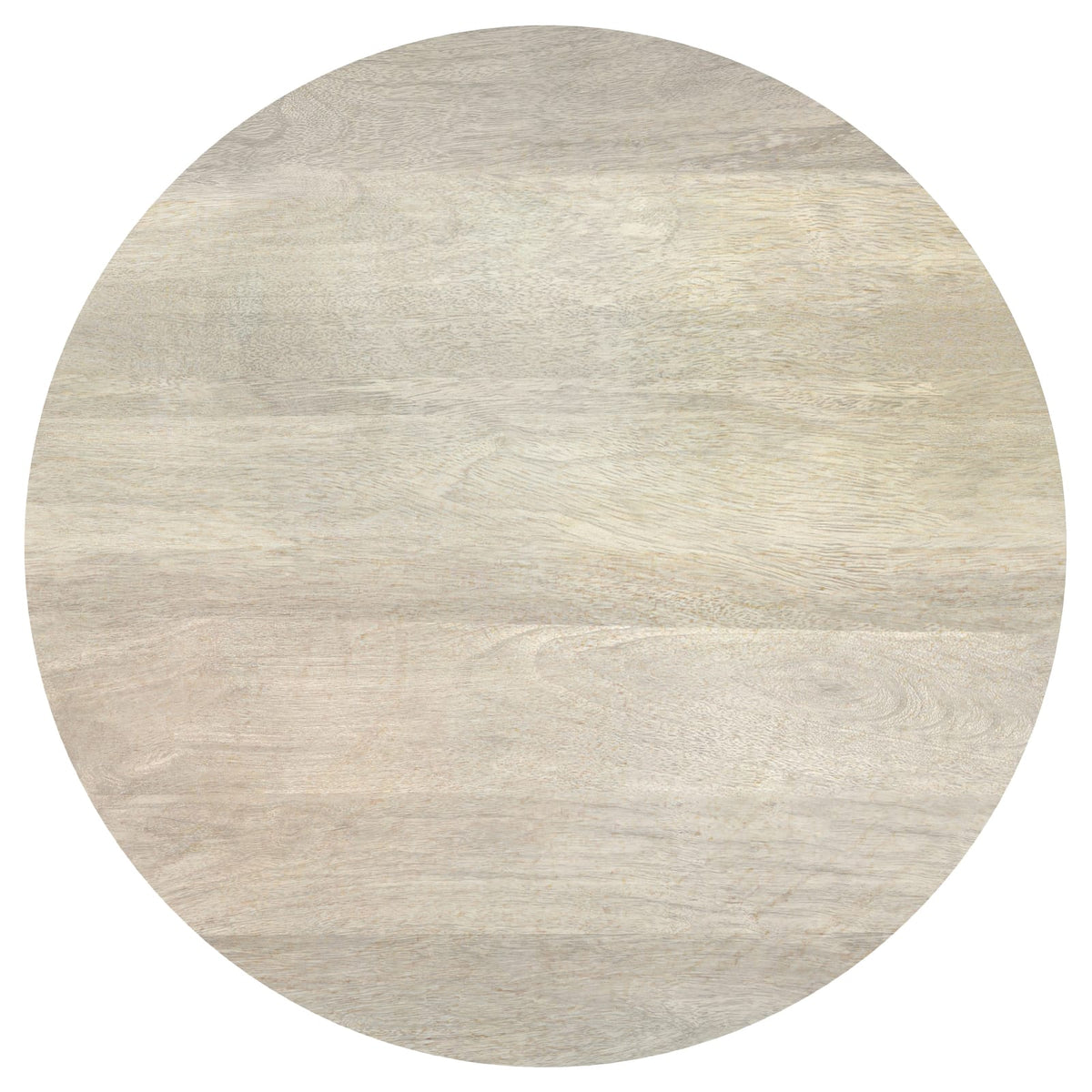 Small Round Wood Side Table - White Washed