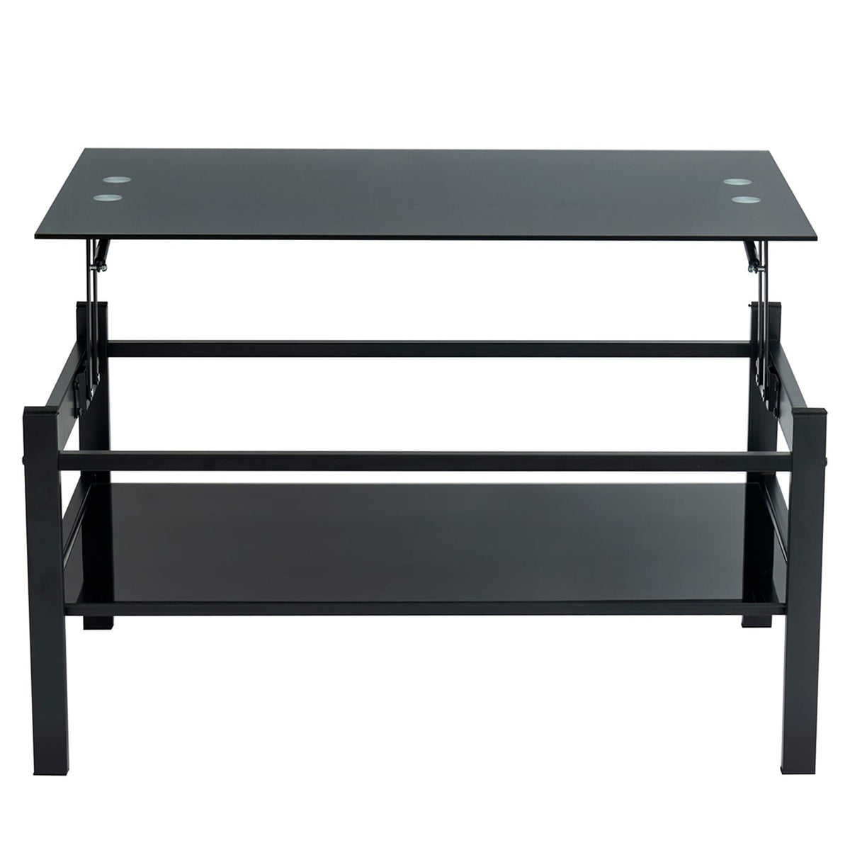 Black Glass Lift Top Storage Coffee Table for Living Room