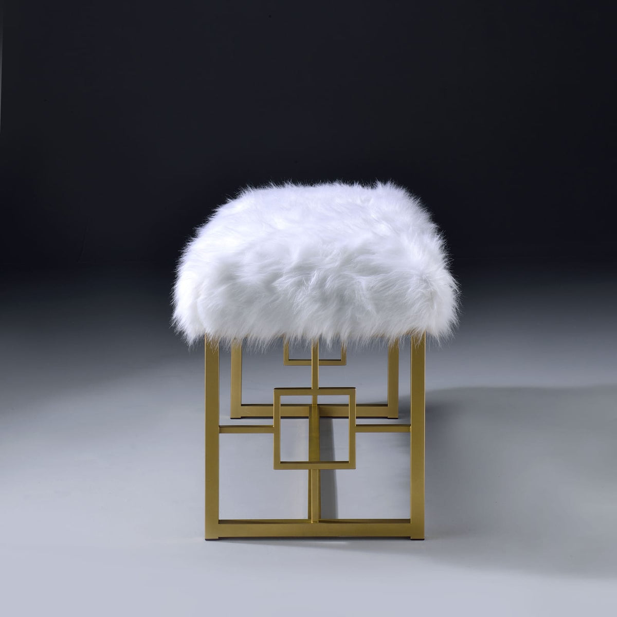 White Gold Fabric Metal Bedroom Bench