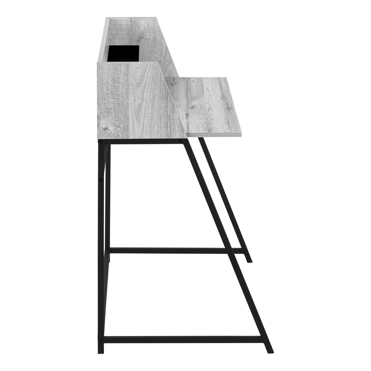 Grey Computer Desk with Hutch - Home Office Storage