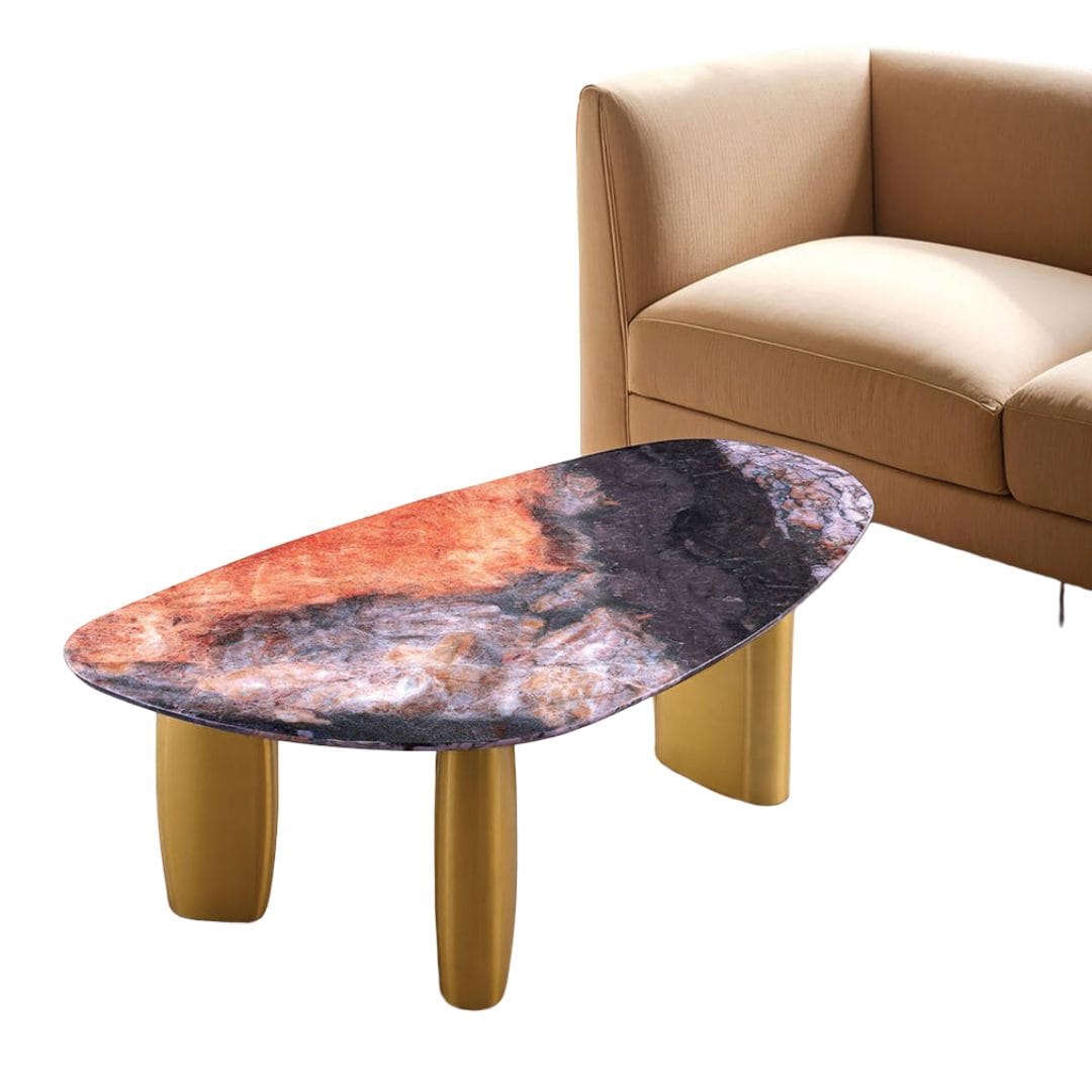 Black Gold Sintered Stone Coffee Table - 51" Primary Living Space