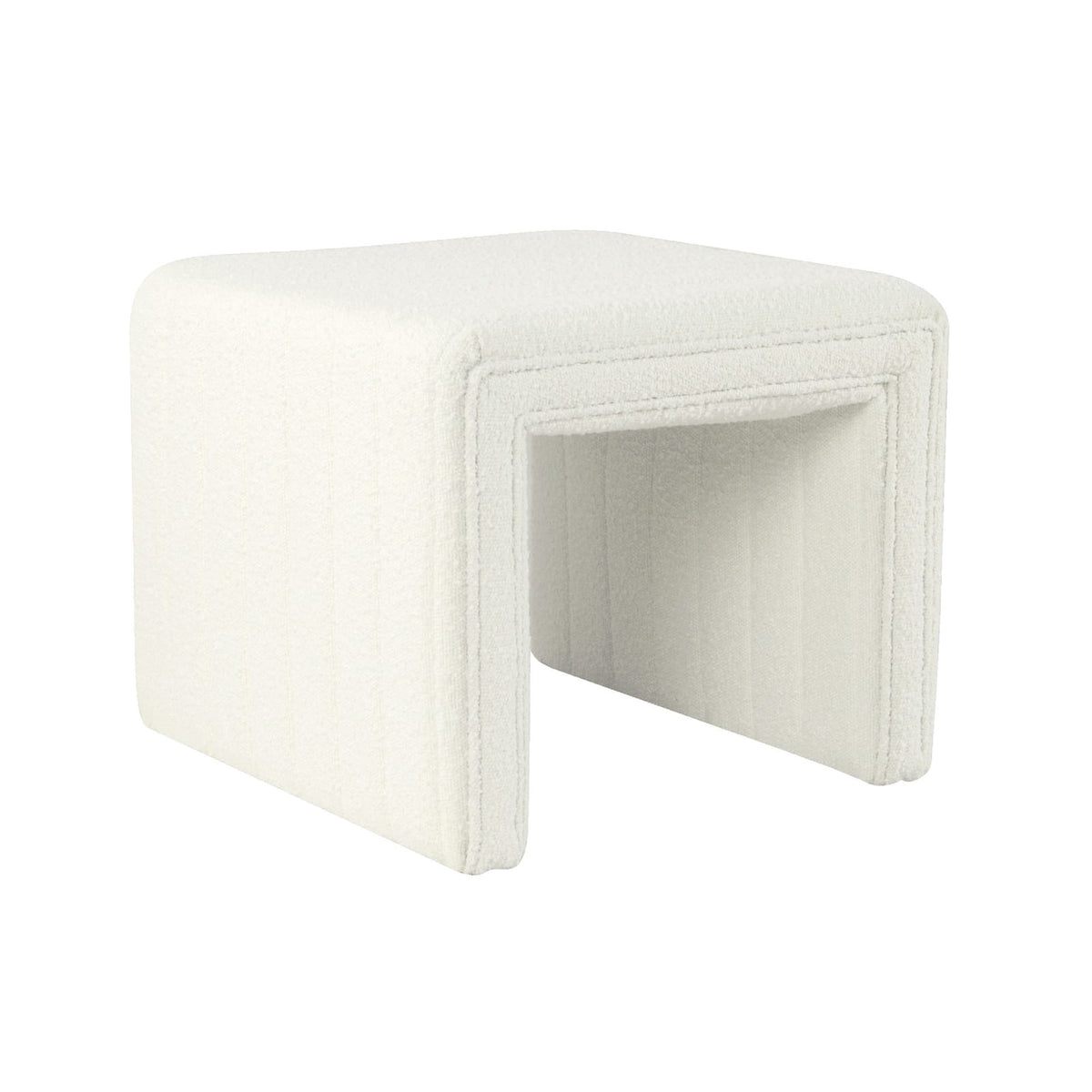 Cream Wood Fabric Ottoman - 18.5" Square Footstool