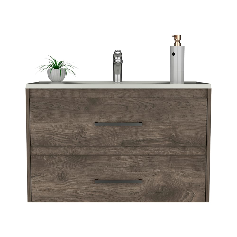 Dark Brown Wall Mounted Bathroom Vanity with Sink for Bathroom Renovation