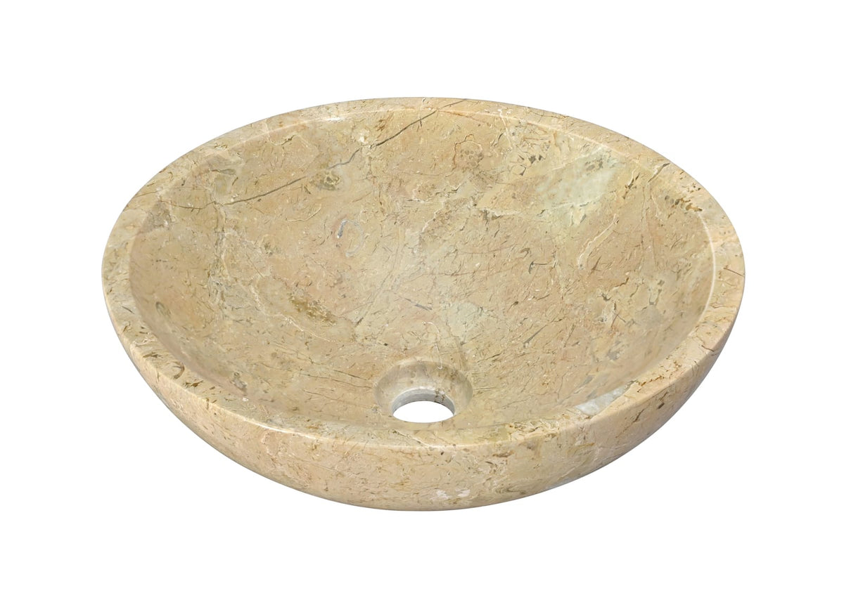 Beige & Gold Marble Bathroom Vessel Sink - 15.7 x 5.9"