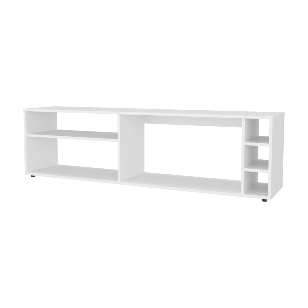 White TV Stand with Open Shelves - 60-70" Display