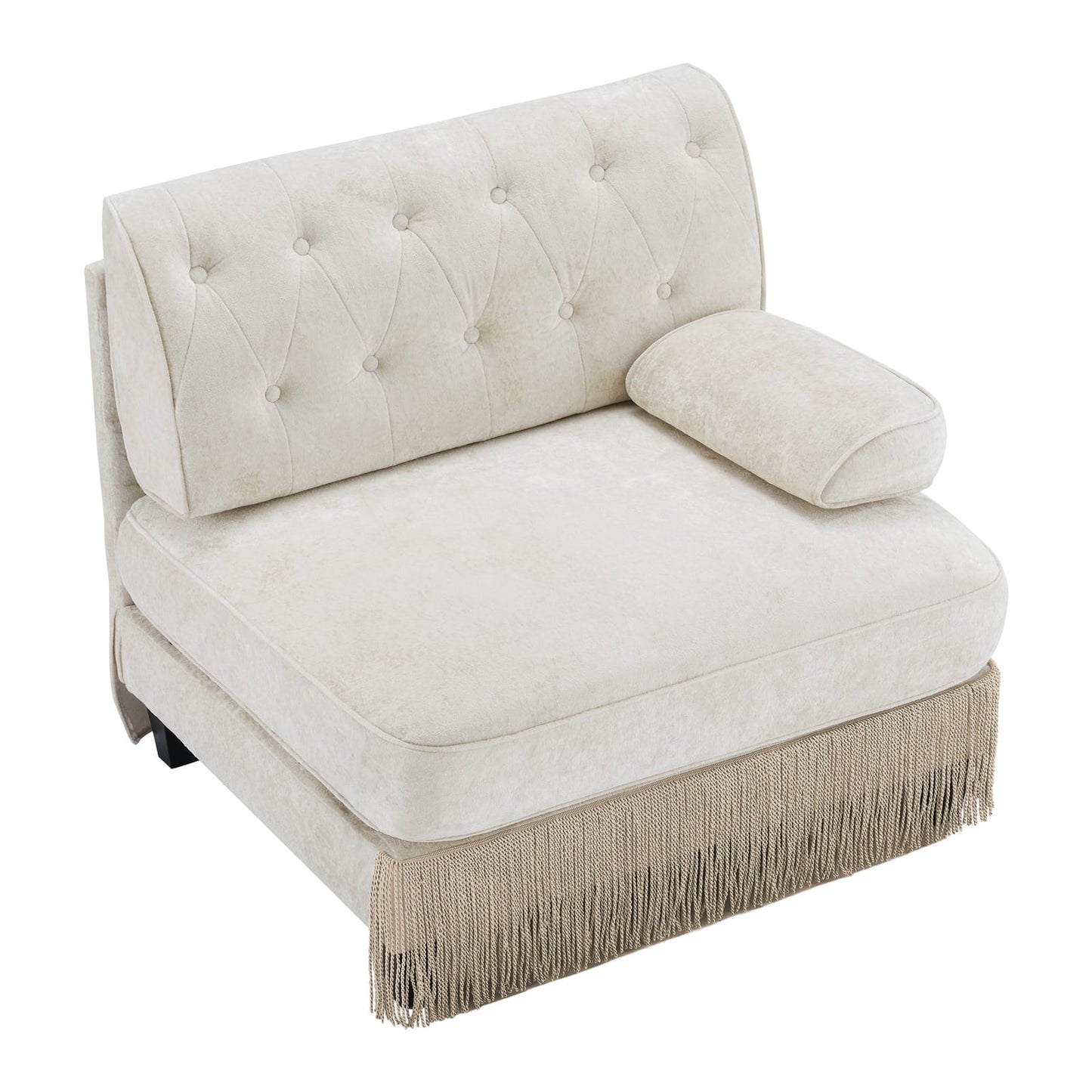 Beige Velvet Modular Sofa - 1 Seat for Living Room Apartments