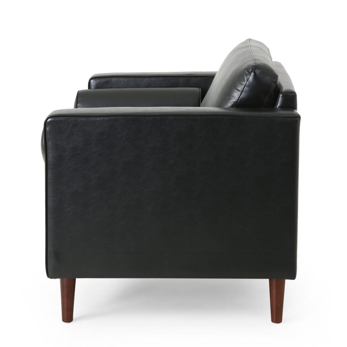 Black Club Chair - Faux Leather Accent Seat for Living Room