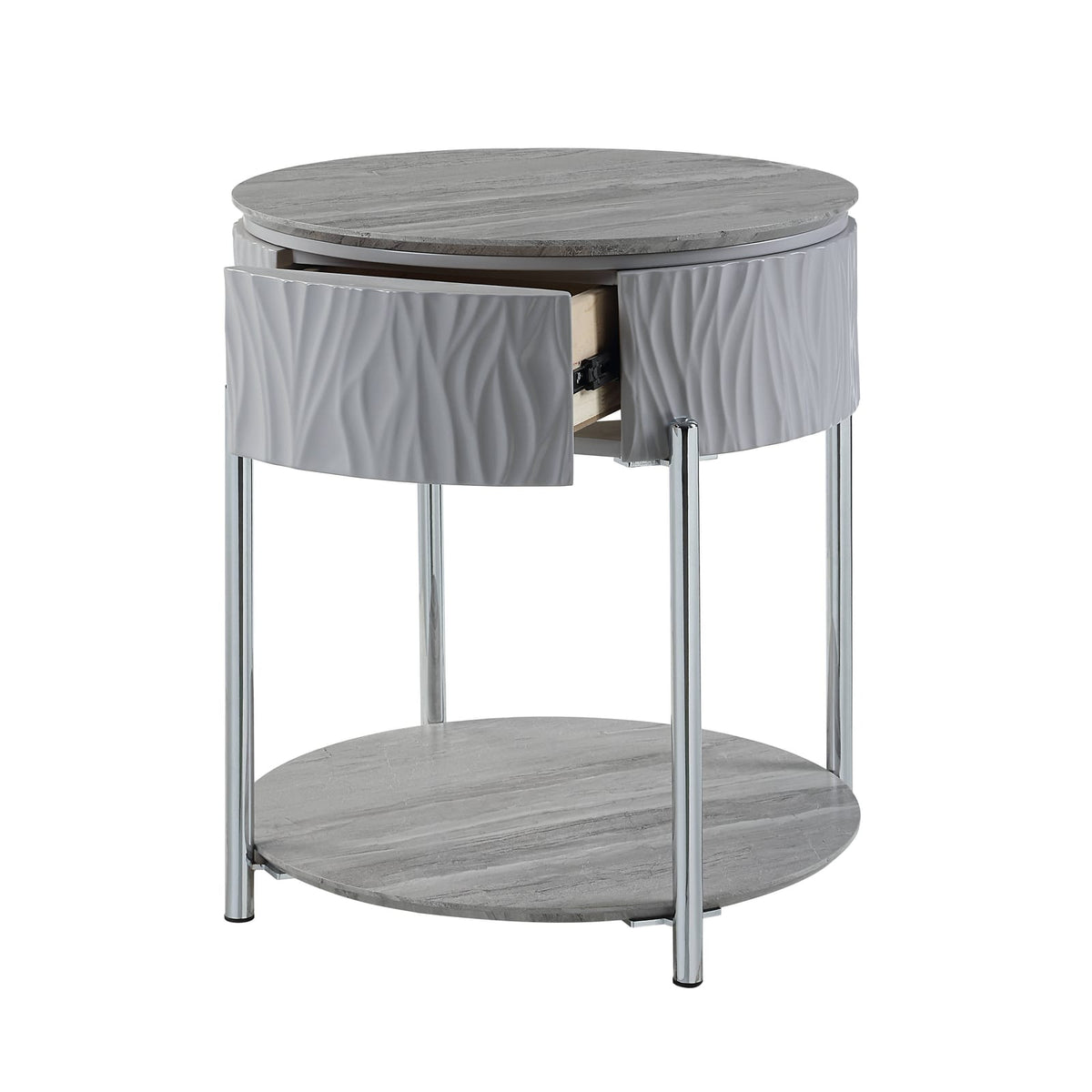 Gray End Table with Storage Drawer - 16x47 Inches for Living Room