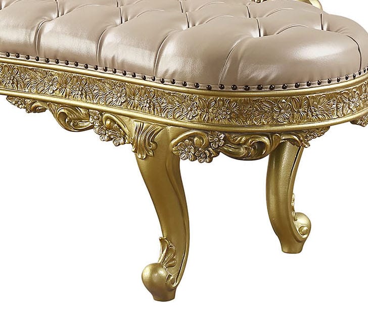 Light Gold Synthetic Leather Bench - Comfortable Storage Accent