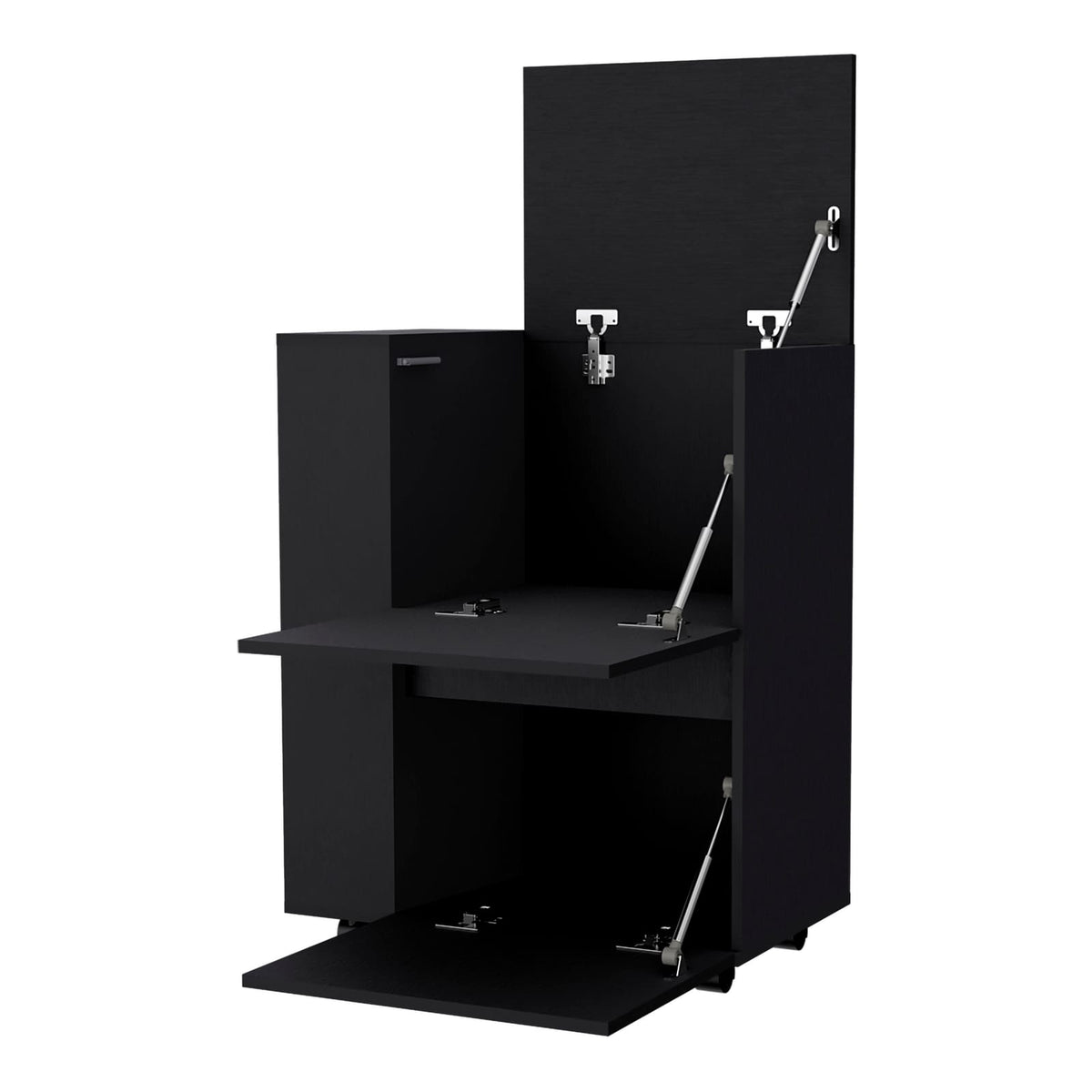 Logan Bar Cart - Black: Dual Cabinet Storage