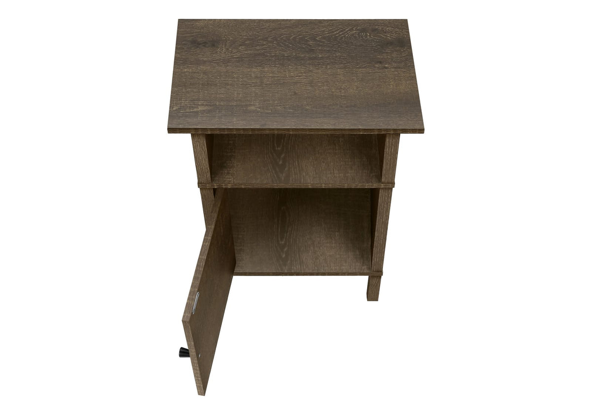 Dark Oak Accent Table - Storage Side Table for Living Room