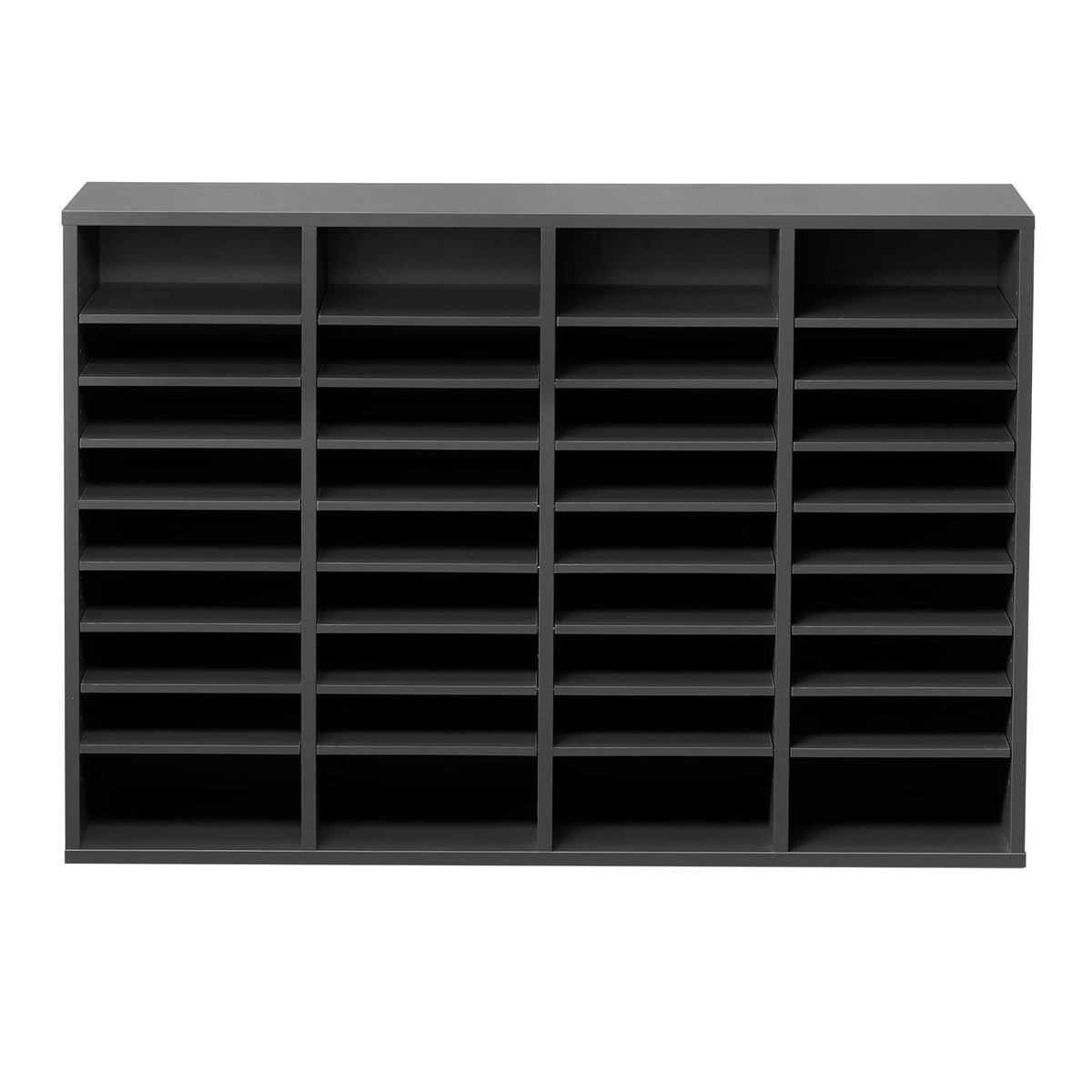 36 Compartment Gray Literature Organizer - Adjustable Shelves for Living Room