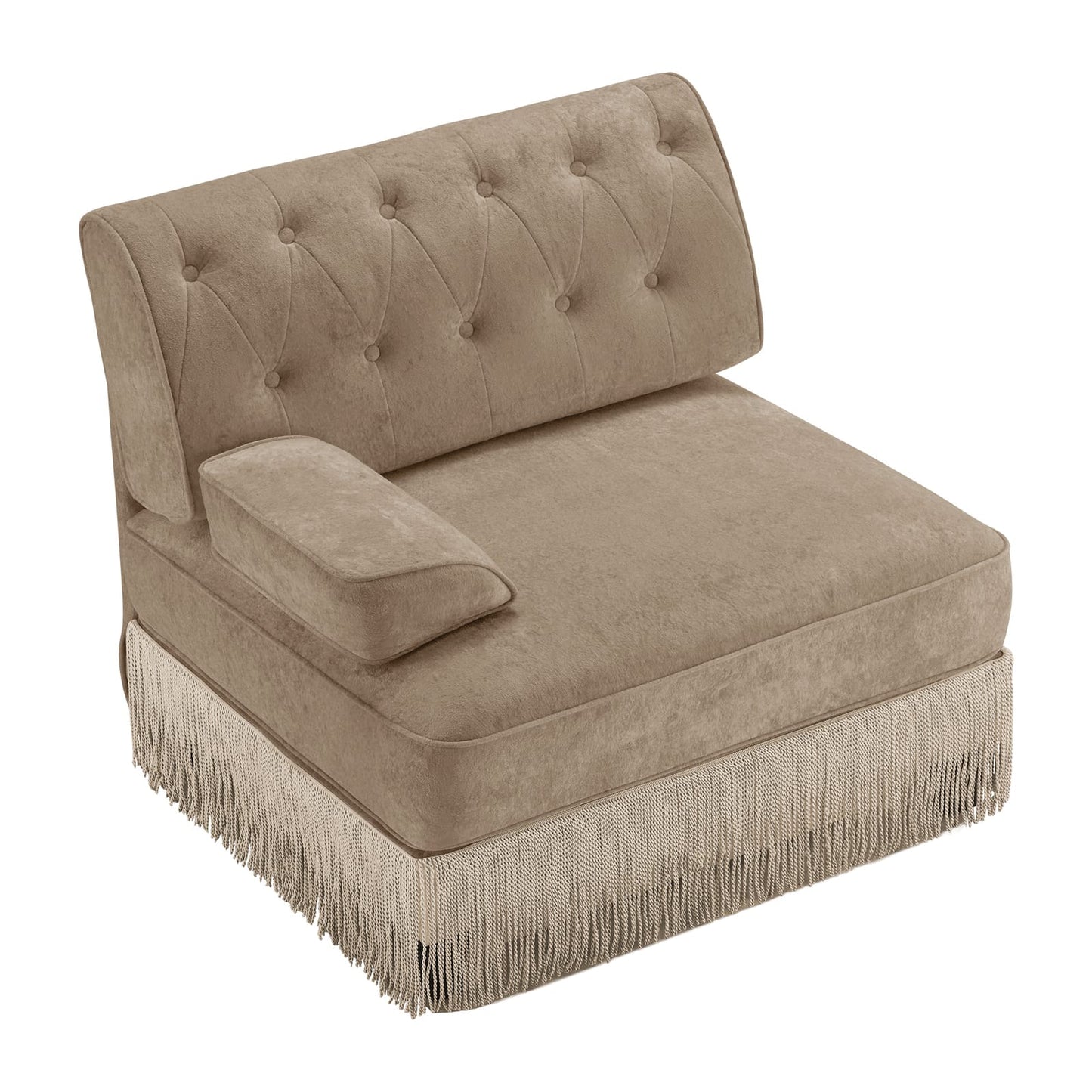 Camel Velvet Modular Sofa - 1 Seat, Plush Comfort for Living Room