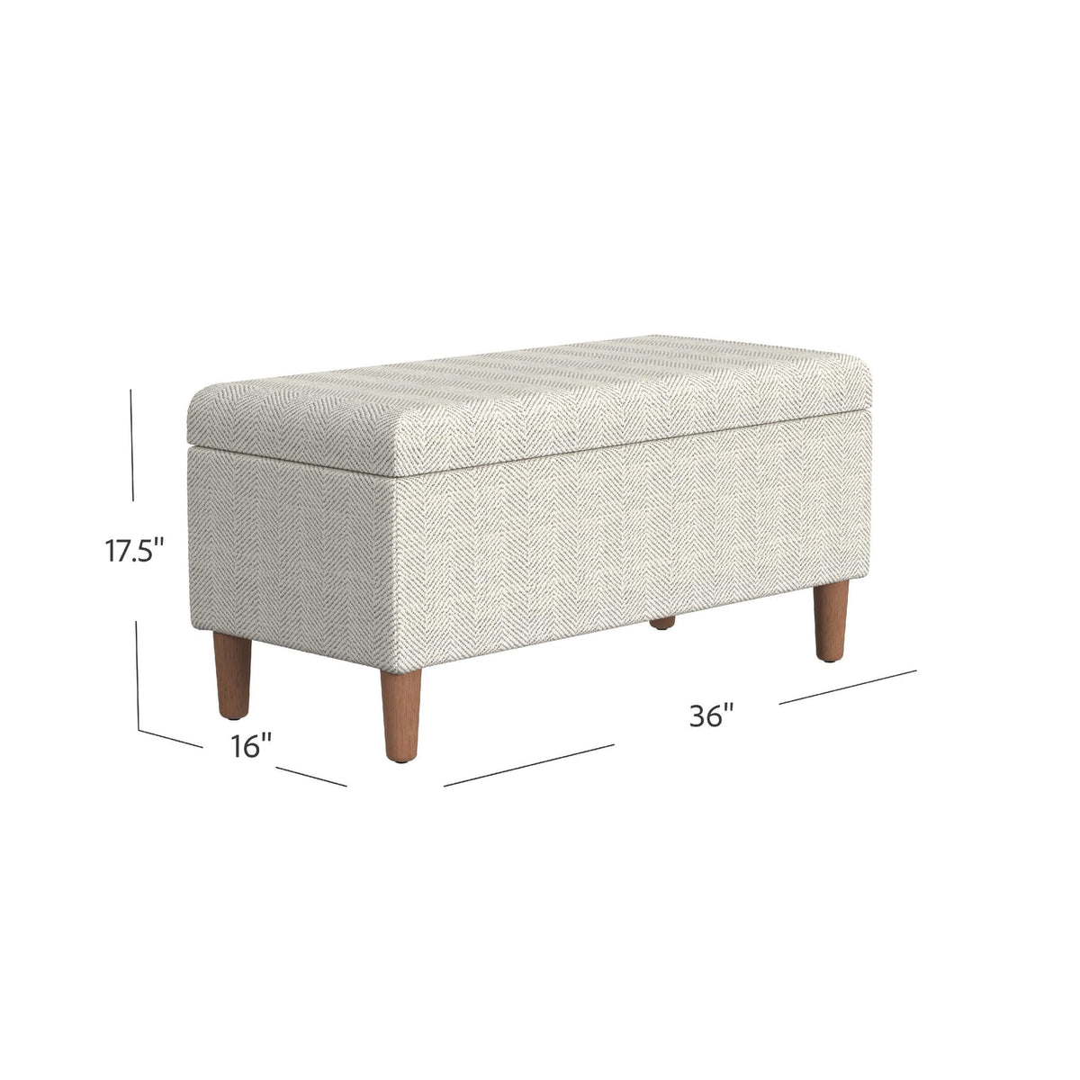 Zia Accent Storage Bench - Cream Chevron Fabric, 36 Inch
