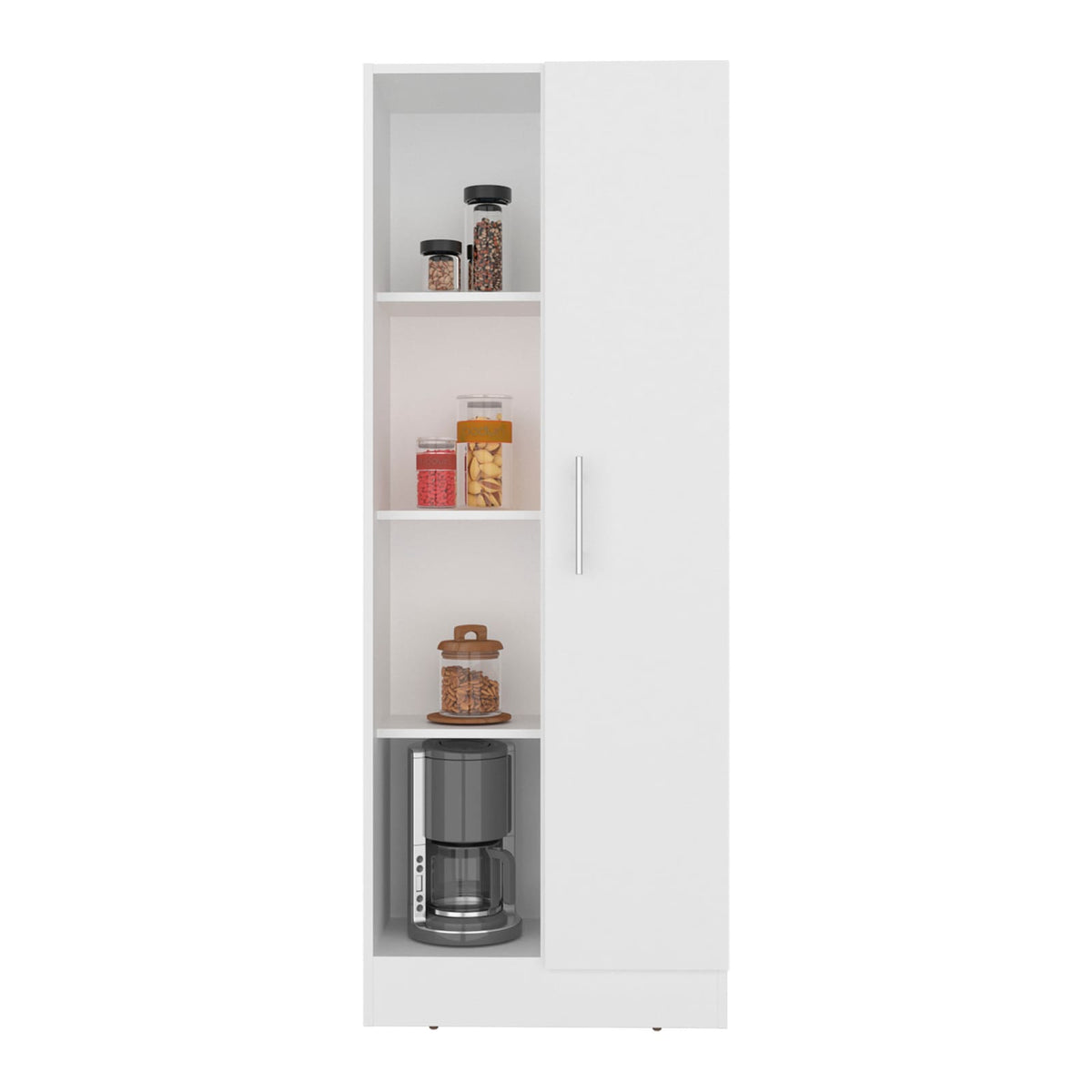 White Multistorage Cabinet with 4 Shelves - Storage Sideboard for Dining Room