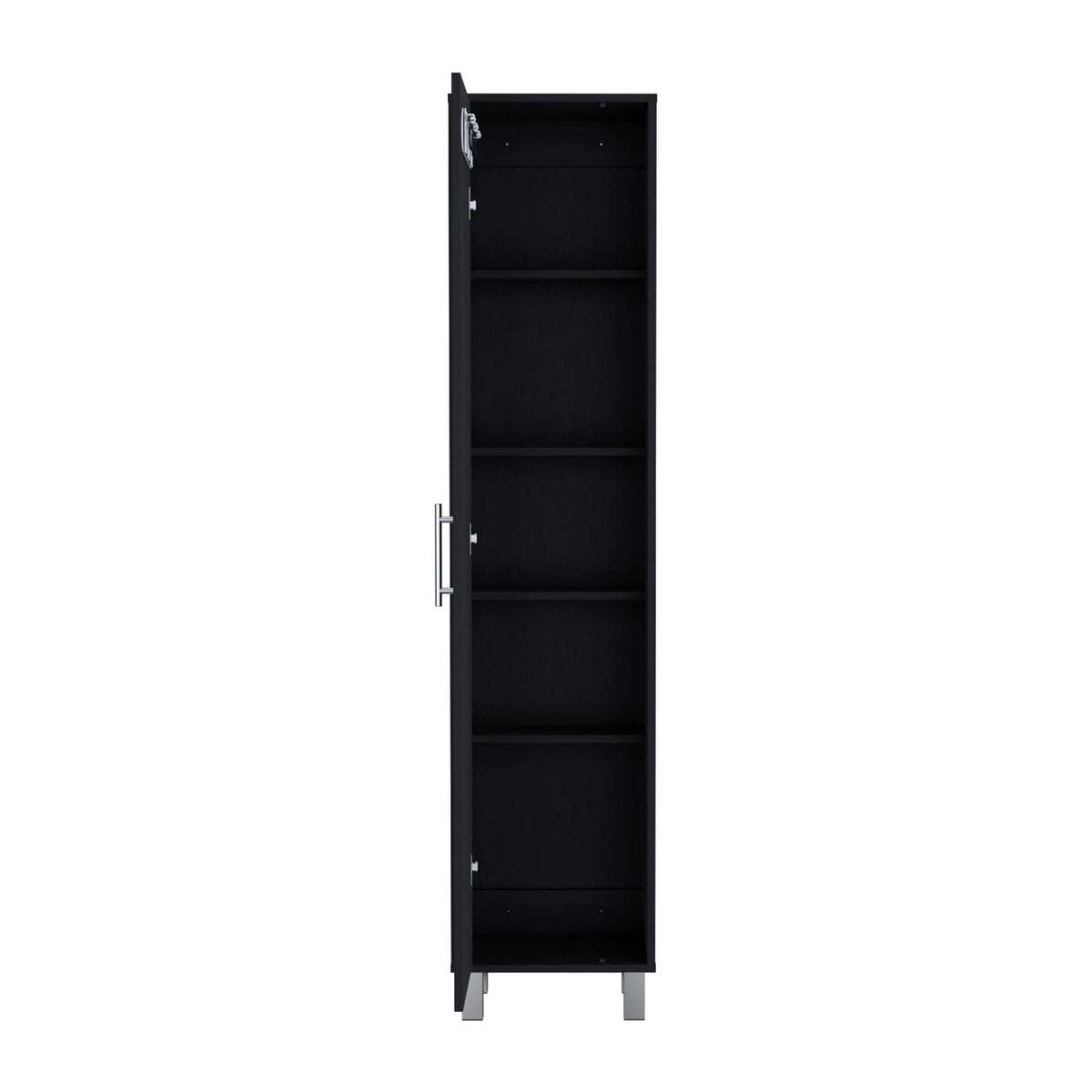 Black Tall Storage Cabinet - 71" with Broom Hangers for Dining Room