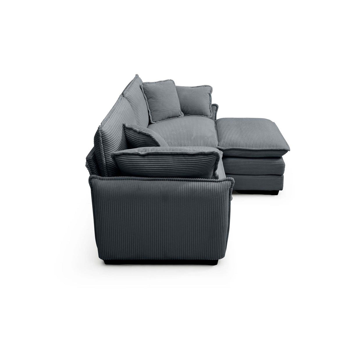 Grey Corduroy 2-Seat Sofa with Footstool - Perfect Living Room Addition