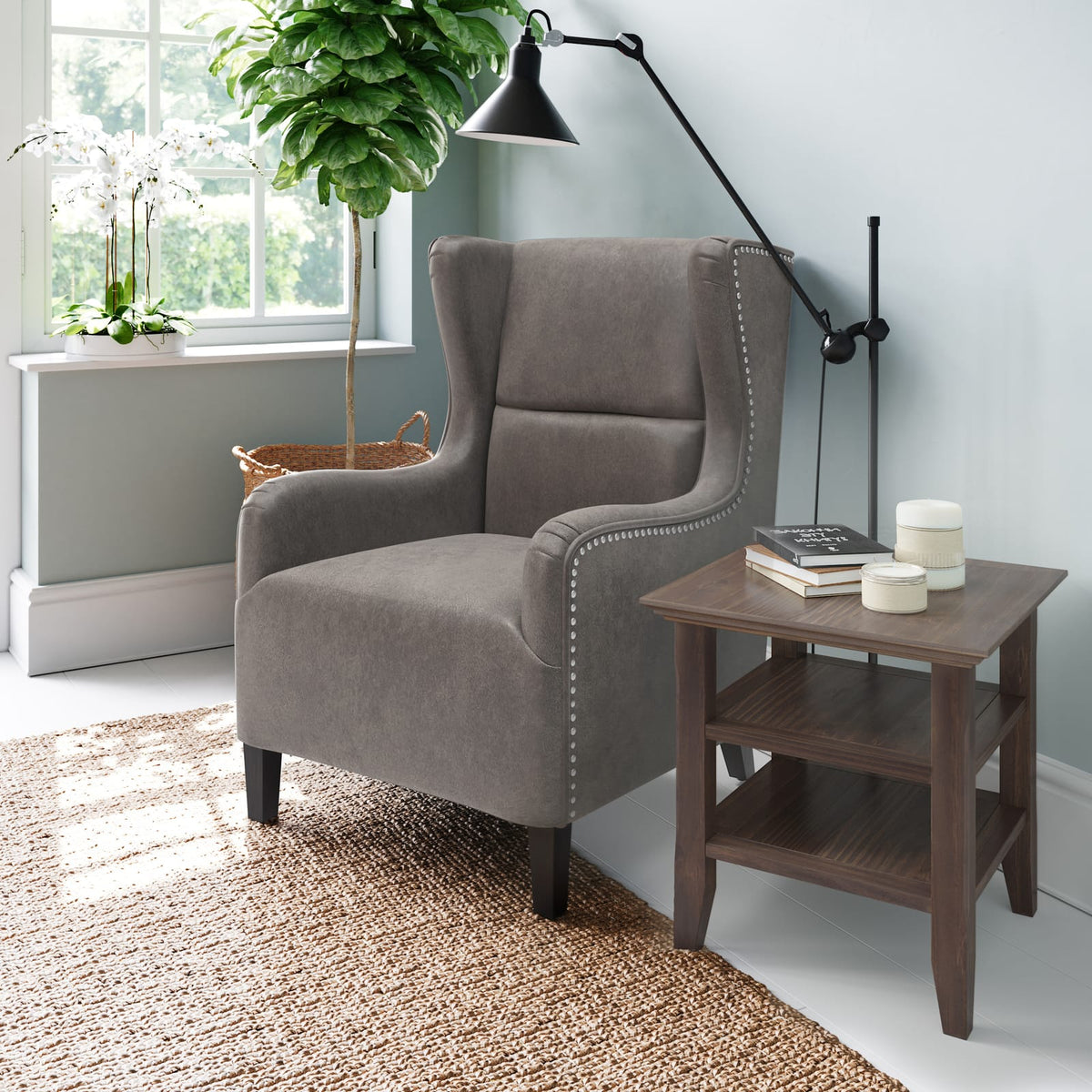 Dark Brown End Table - Compact Storage Table for Living Room