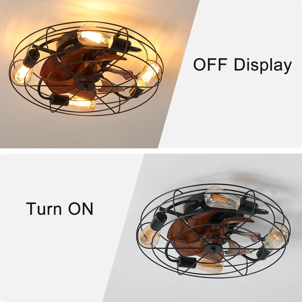 Black Iron Ceiling Fan with Remote Control