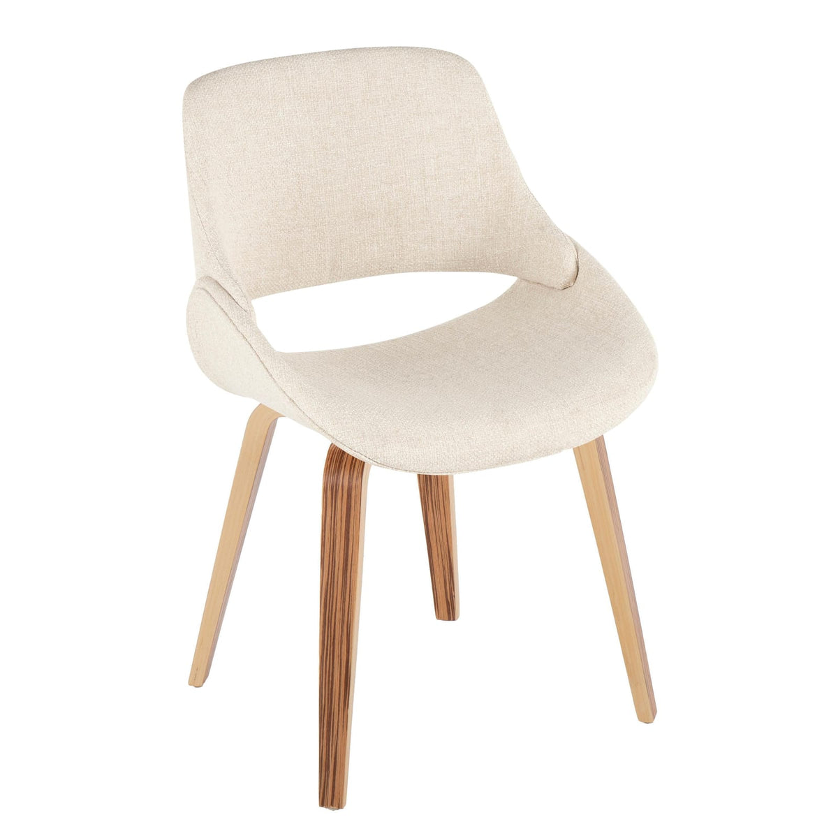 Cream Fabric Mid-Century Modern Dining Chairs Set of 2