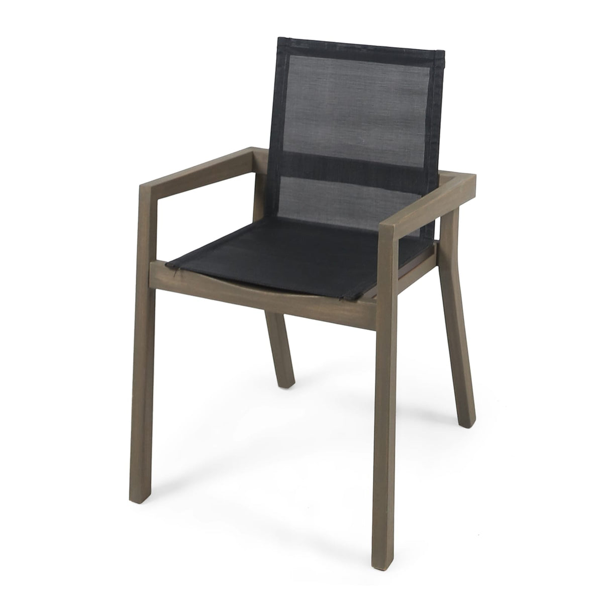 Grey Acacia Wood Patio Dining Chairs Set of 2