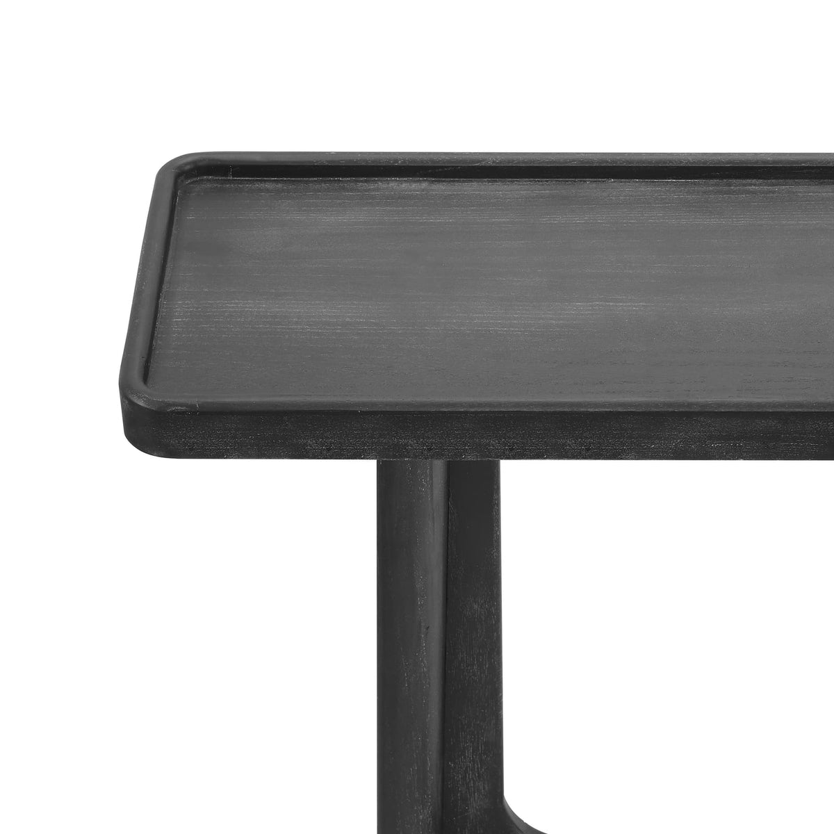 Farmhouse Console Table - Black Solid Wood Tray Top