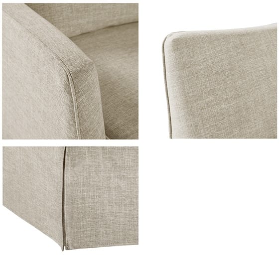 Skirted Swivel Chair Beige Wood - Comfortable Accent Chair