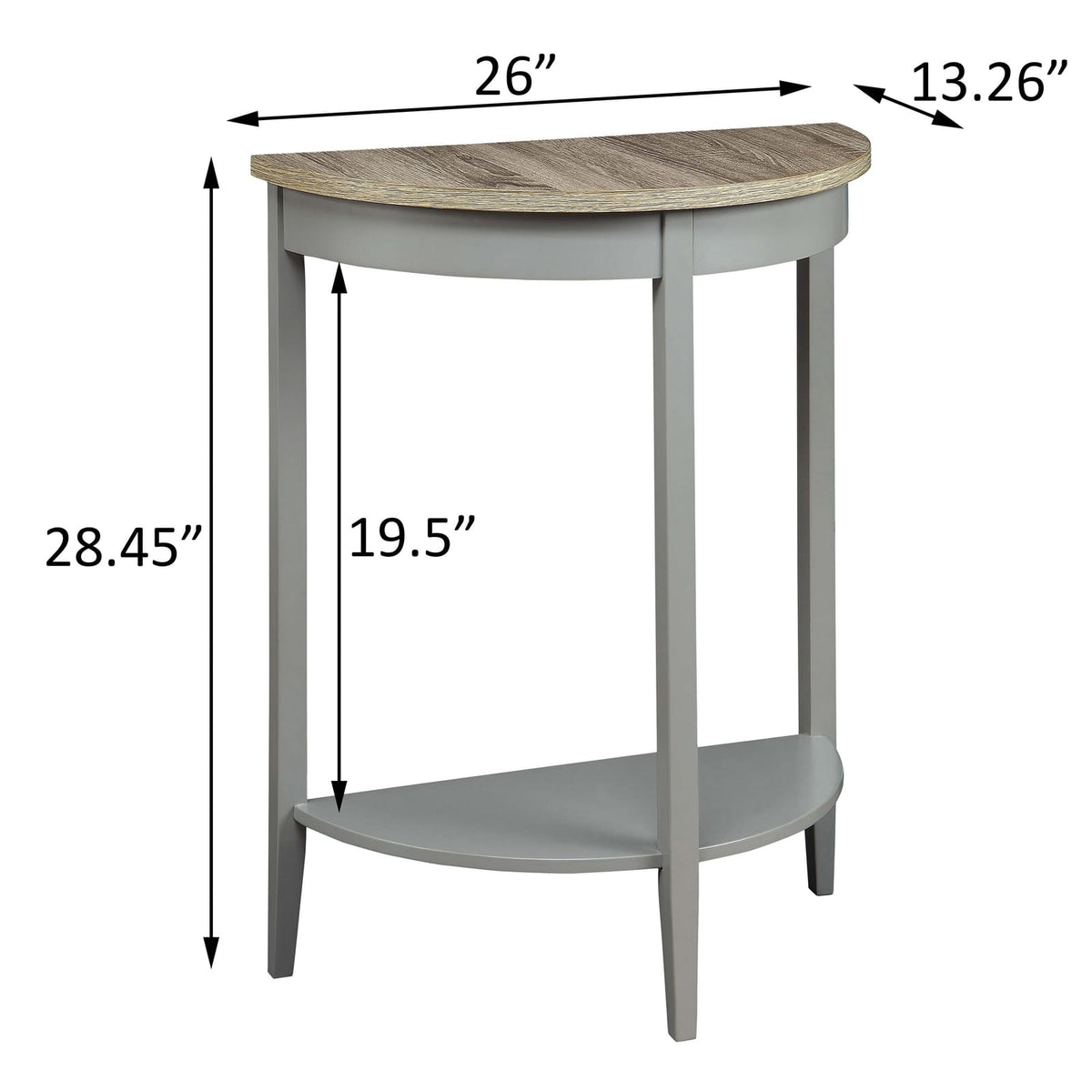 Grey Oak Console Table with Shelves - 26.5" Wide