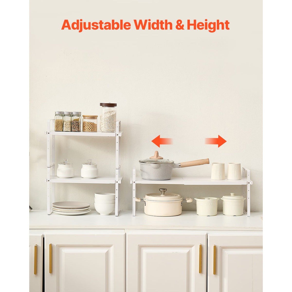 White Iron Kitchen Cabinet Organizer Shelf