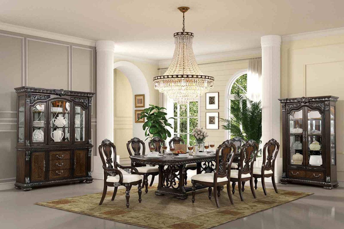 Traditional Dark Brown Solid Wood Side Chairs for Dining Room