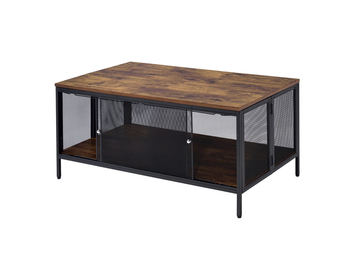 Black Oak Folding Coffee Table with Storage for Living Room