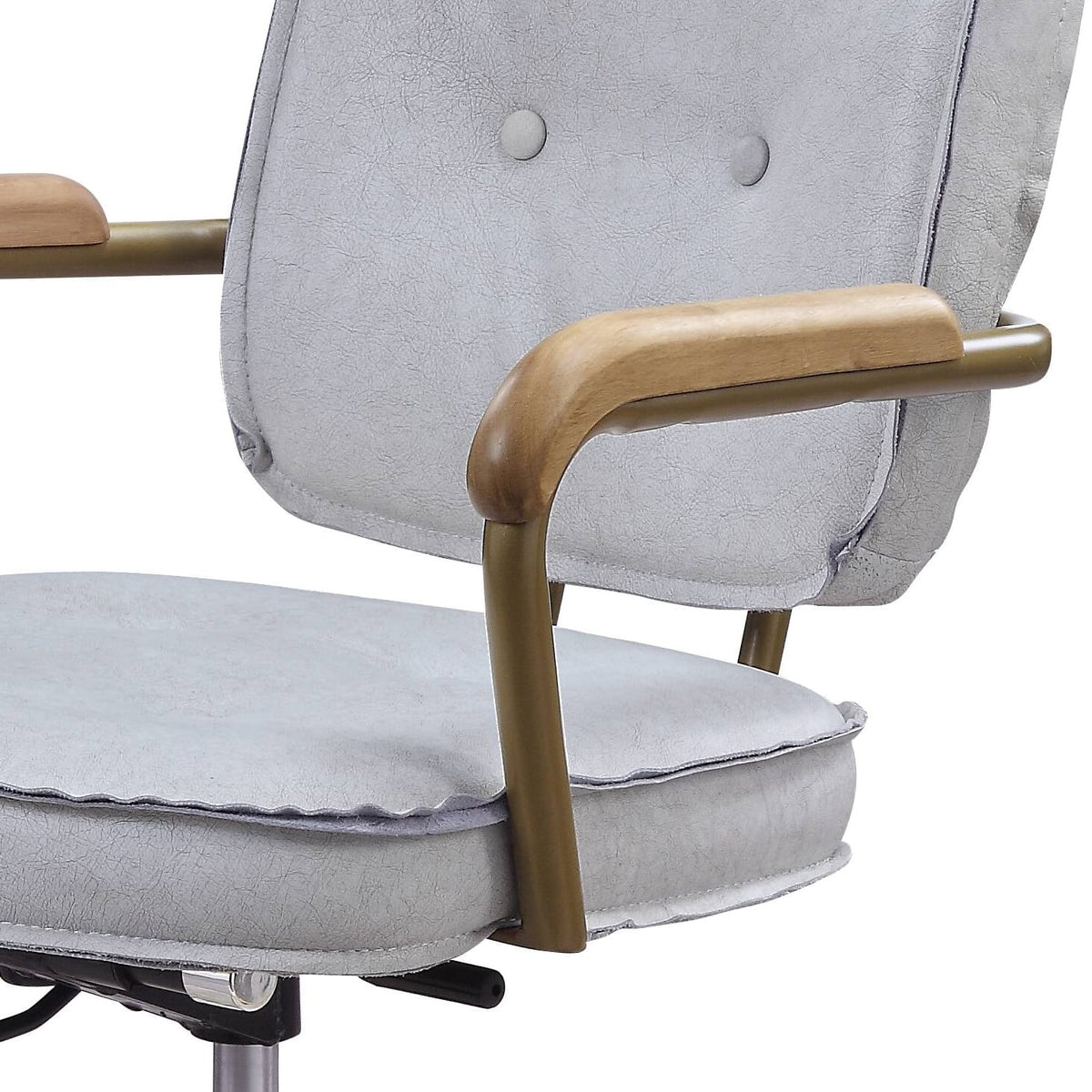 Antique White Gray Leather Office Chair - 360 Swivel