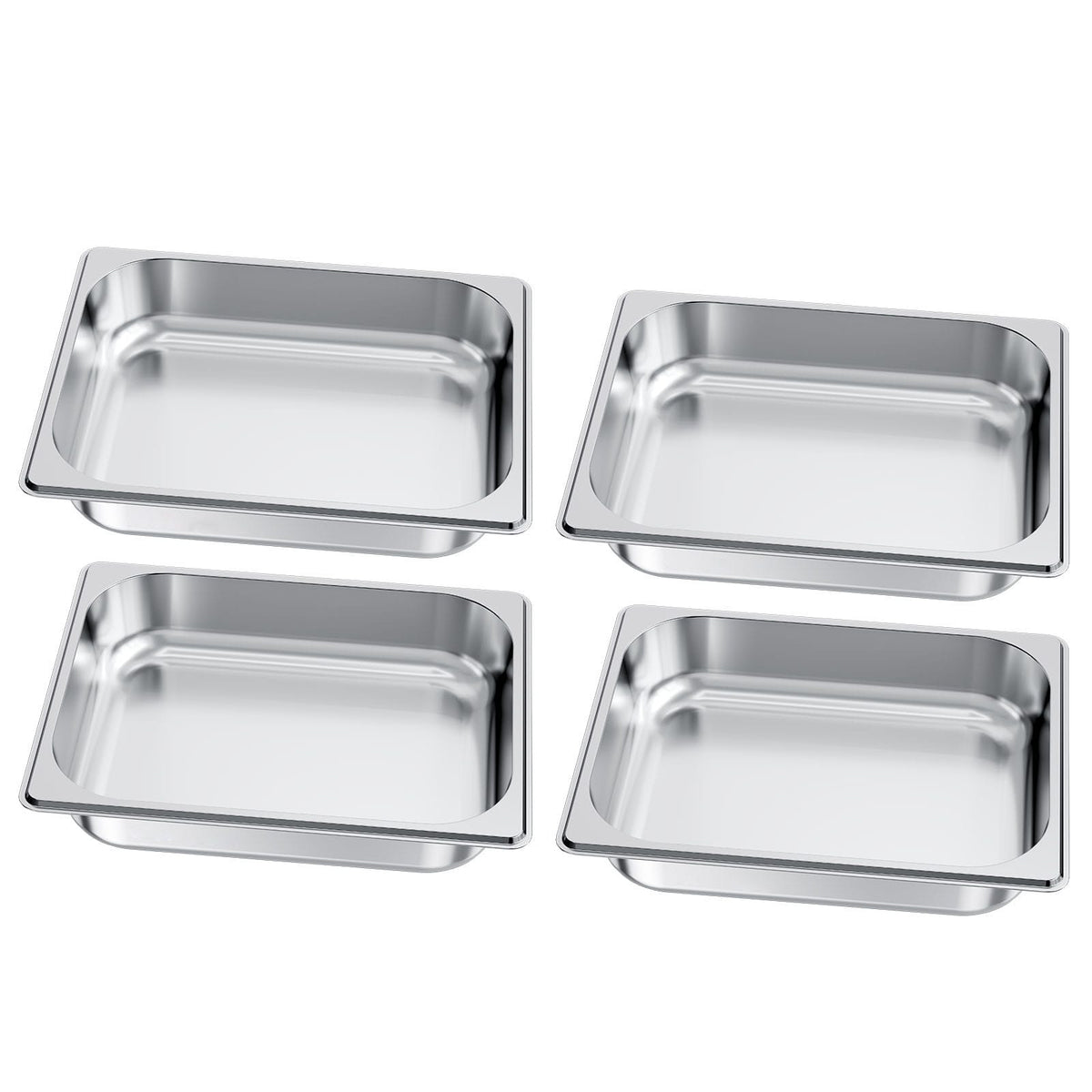4 Pack Stainless Steam Hotel Pan - 1/2 Size Table Steam Pan, 2.5 Inch Deep