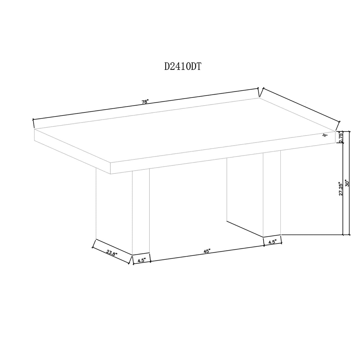 6-Person Grey Dining Table - Modern Rectangular Table