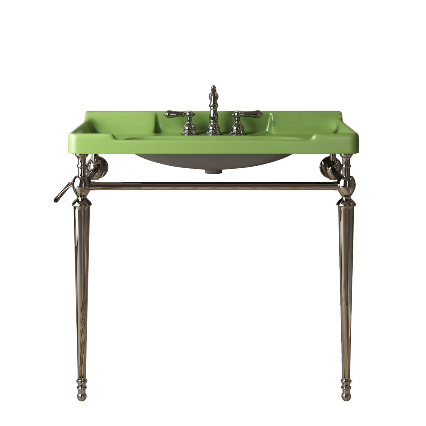 Chrome Green Ceramic Bathroom Vanity Sink - 36 Inch Console