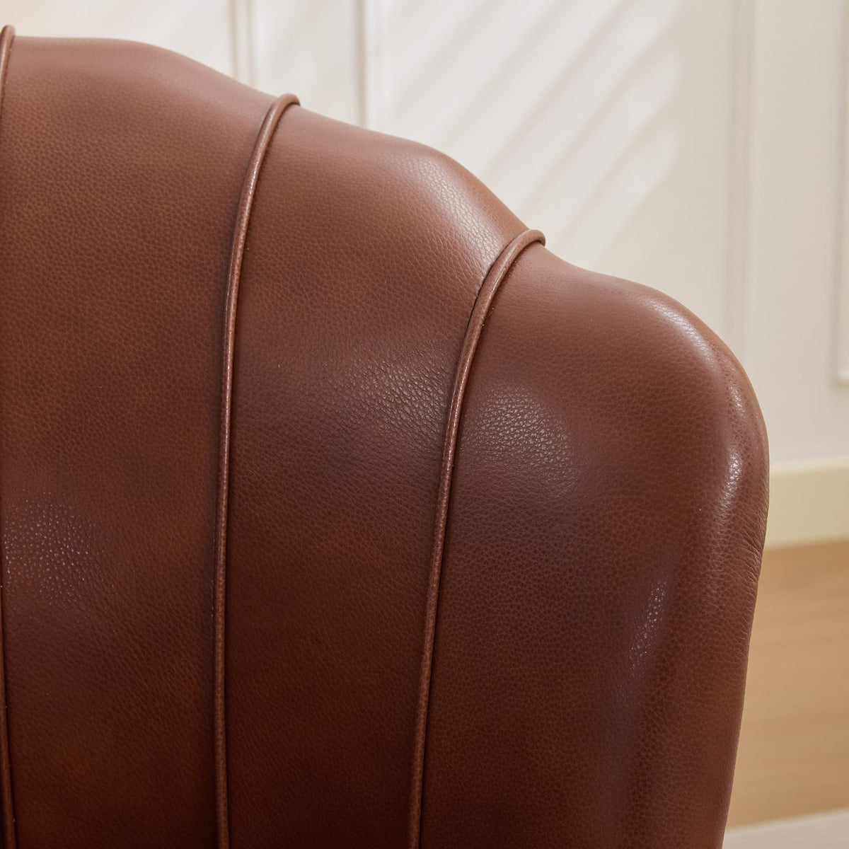 Brown Leather Swivel Chair - 360° Rotating Desk Chair
