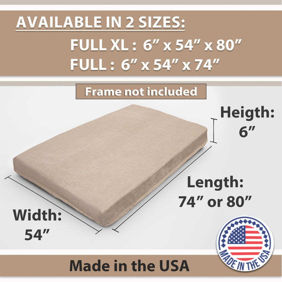 Linen Memory Foam Futon Mattress for Sofa Beds Full XL Size for Living Room