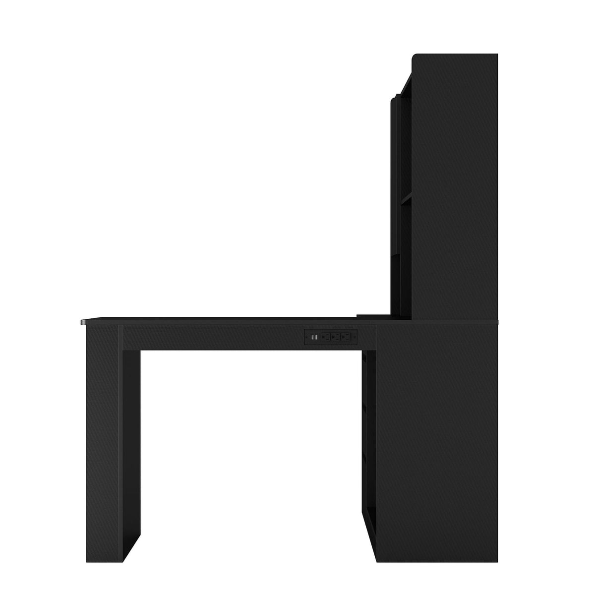 L-Shaped Corner Desk with Storage Cabinet - Black