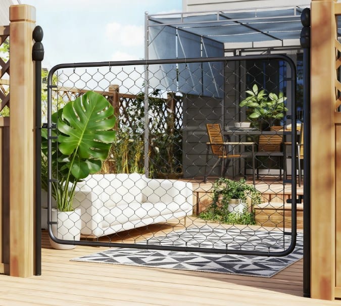 Black Steel Garden Gate - 26" to 70.9" Wide