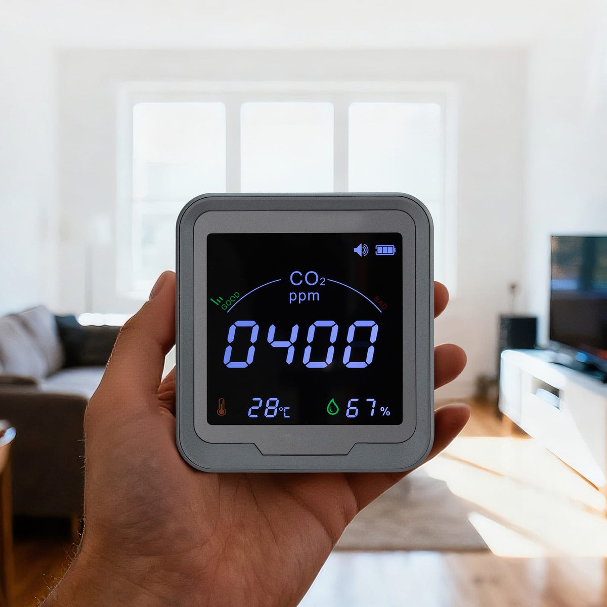 Carbon Dioxide Monitor - CO2 Controller with Temp/Humidity Display, Black