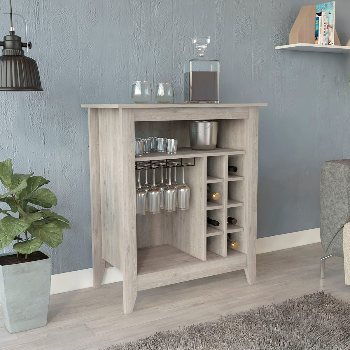 Gray Bar Cabinet with Wine Racks - 32.5'' Wide