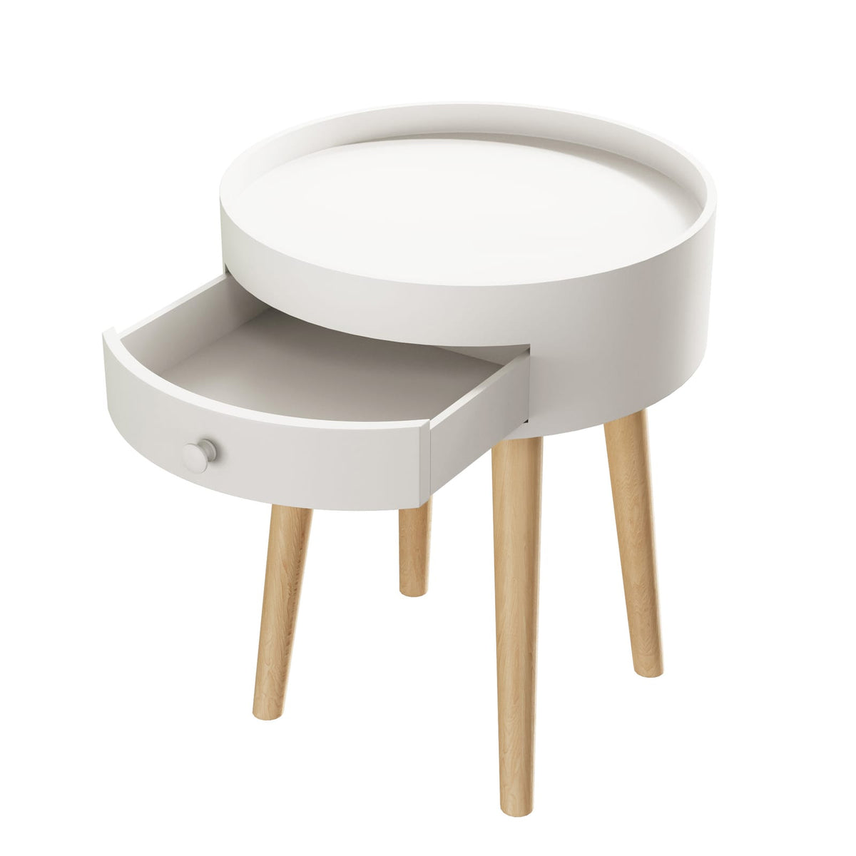 18"H Nightstand with Storage Drawer - White MDF Table