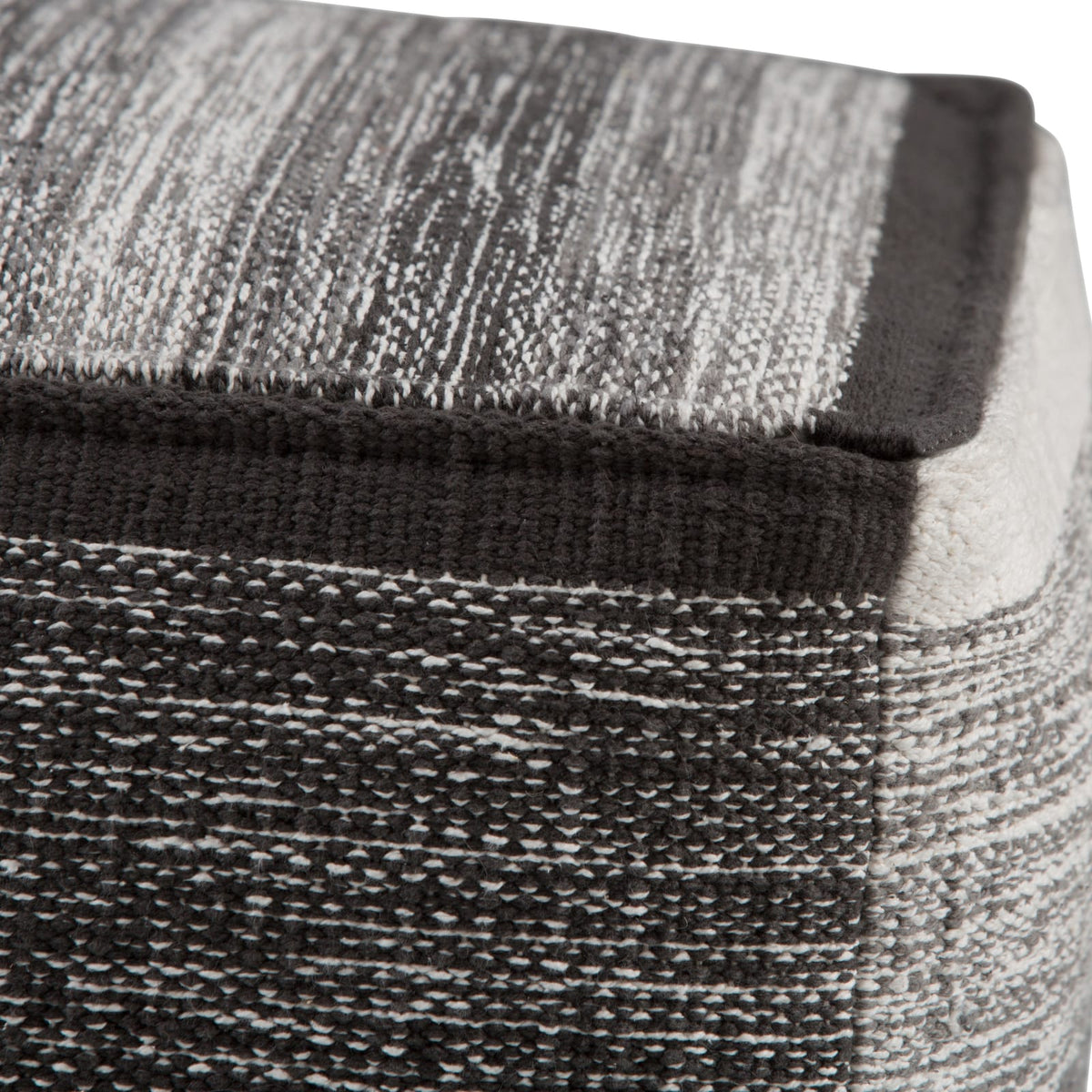 16 inch Cube Pouf in Gray Melange Handwoven Cotton for Cozy Seating