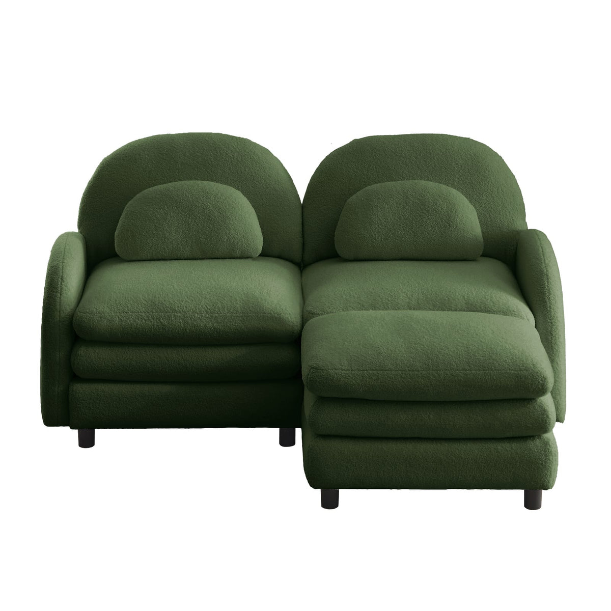 Green Teddy Loveseat Sofa - 2 Seat Modular Couch for Living Room