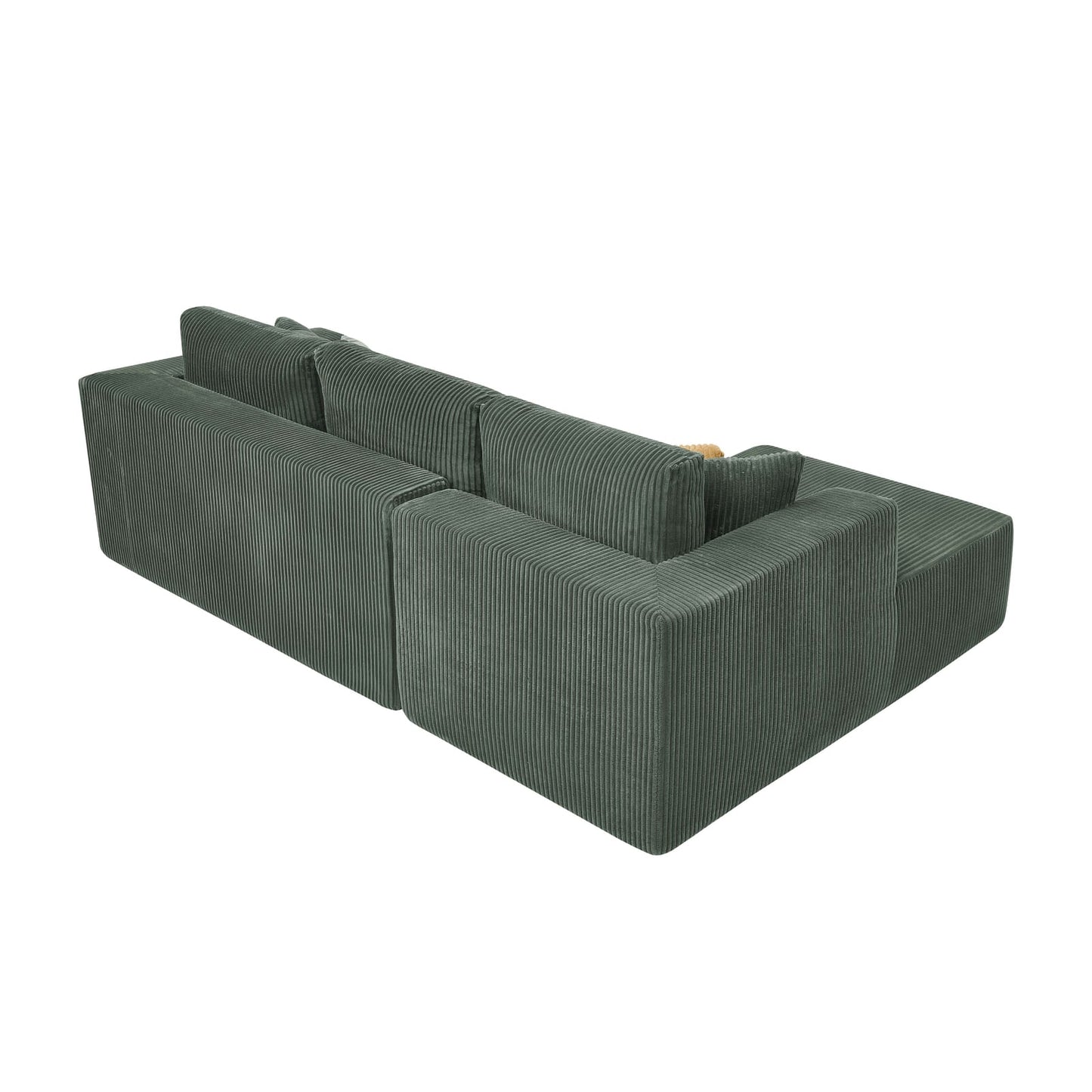Dark Green 3 Seat Corduroy Sectional Sofa