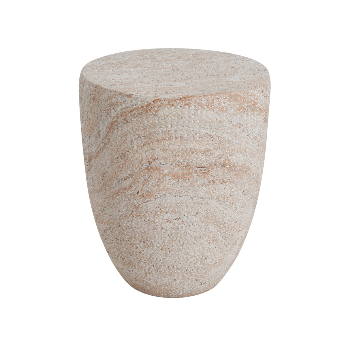 Beige Concrete Side Table - 14.25" Outdoor Patio Table
