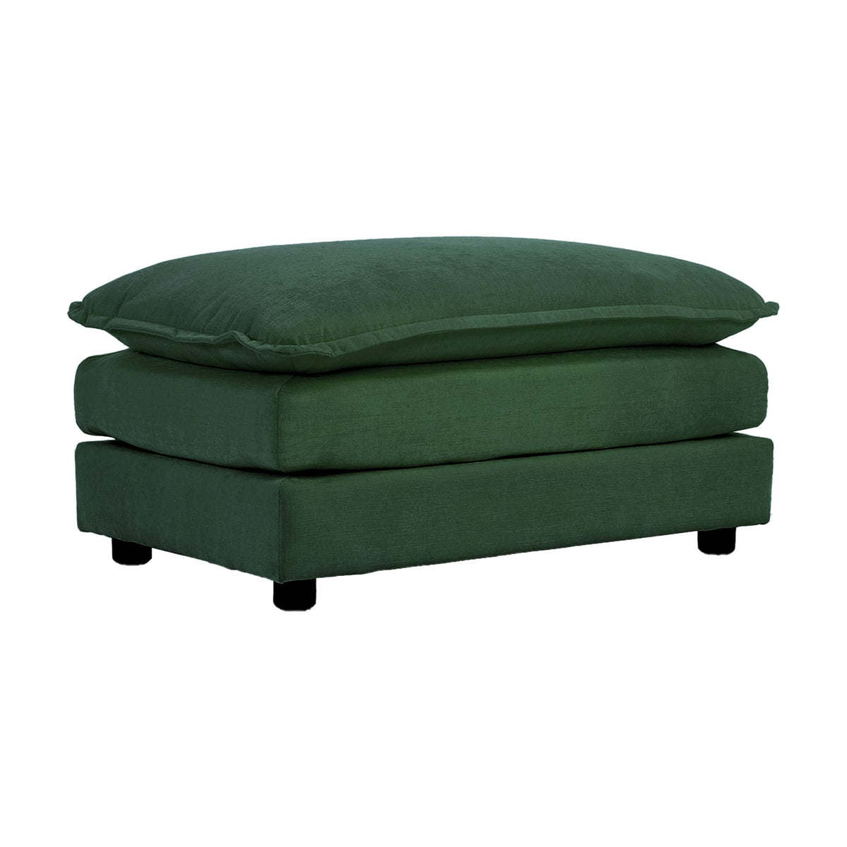 Green Chenille Ottoman - 1 Seat Footrest for Living Room