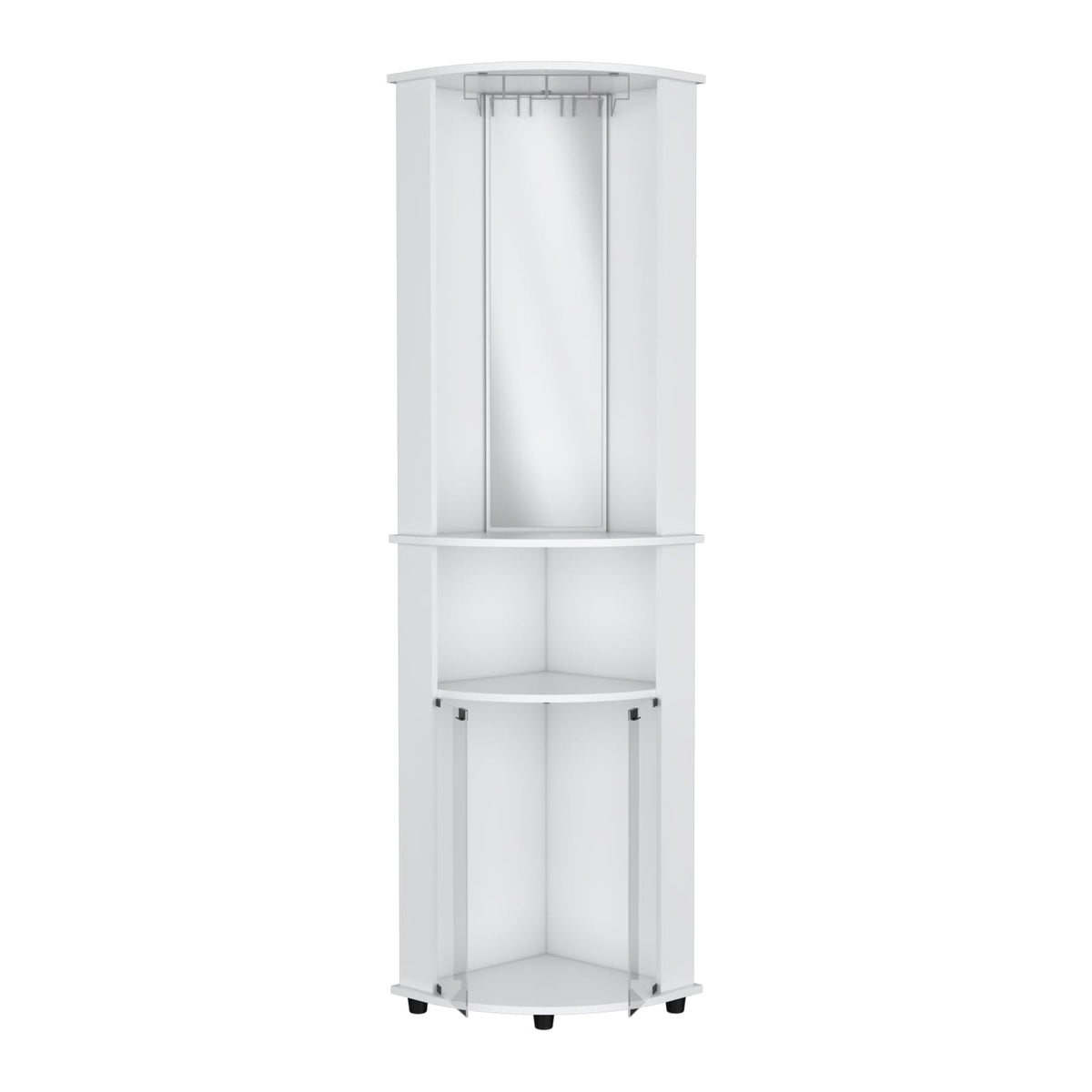 White Corner Bar Cabinet with Wine Rack - 17.7"W for Living Room
