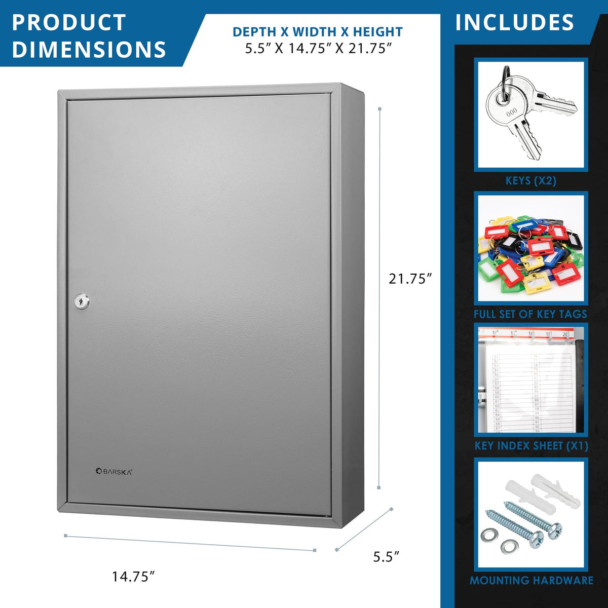 150 Key Adjustable Key Cabinet - Gray Steel